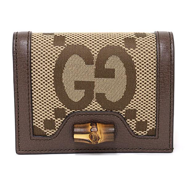 グッチ GUCCI ダイアナ ジャンボGG カードケース ウォレット 二つ折り財布 658244 キャメル＆エボニー 未使用品の通販は