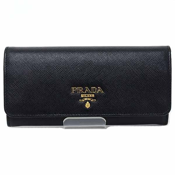 プラダ PRADA サフィアーノレザー 財布 パスケース付き 長財布 1MH132_QWA_F0002 ブラック NERO 【中古】Sランク