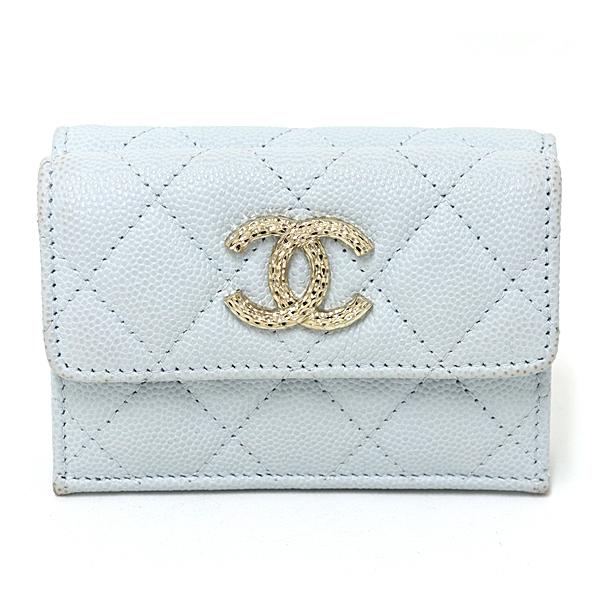 ◆正規品◆CHANEL シャネル　キャビアスキンマトラッセココマークブルーグレー CHANEL シャネル チェーンショルダーバッグ ココマーク