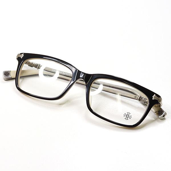 クロムハーツ メガネ FUN HATCH ブラウン/クリーム シルバー クロス スクエア 伊達メガネ 眼鏡 アイウェア【中古】