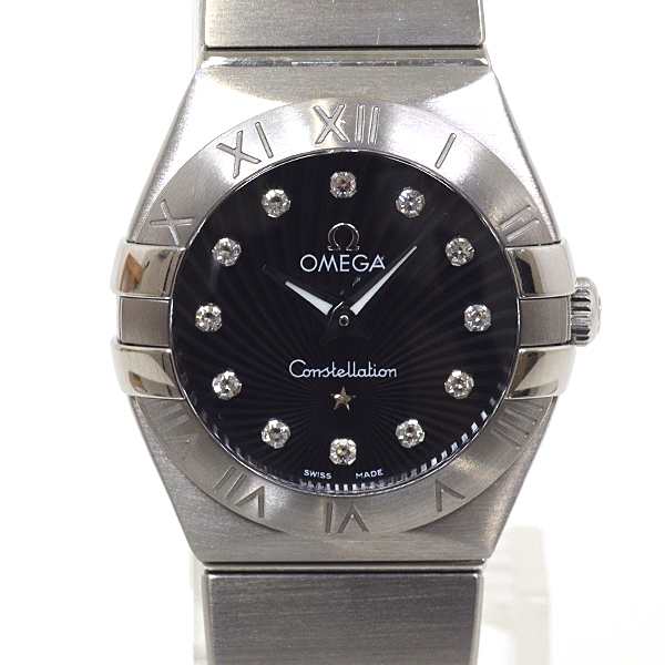 OMEGA オメガ レディース腕時計 コンステレーション ブラッシュ 12Pダイヤ ブラック文字盤 クォーツ 仕上げ済 【中古】の通販は