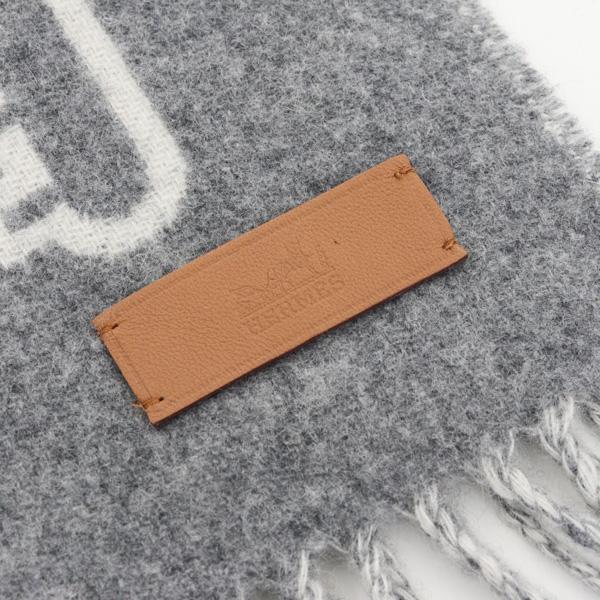 HERMRS エルメス カシミヤマフラー カザック・キーコレクション カシミヤ100％ グレー系 鍵 錠前 Sランク【中古】_3