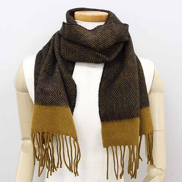 クリスチャン ディオール ムッシュ Christian Dior MONSIEUR ラムウール マフラー ブラック ブラウン系 【中古】Sランク クリスチャン ディオール ムッシュ Christian Dior MONSIEUR