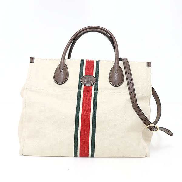 グッチ GUCCI シェリーライン フォールダブル トートバッグ ショルダー 2WAY アイボリー 657422 【中古】