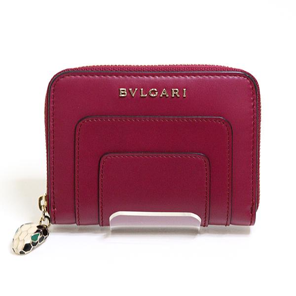 ブルガリ BVLGARI セルペンティ ケース ワインレッド 蛇 スネーク ゴールド金具 カードケース【中古】Sランク