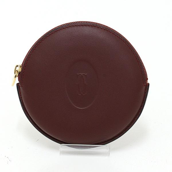 カルティエ Cartier マストラインコインケース ボルド カーフスキン【中古】Sランク