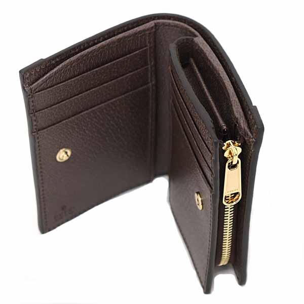 グッチ GUCCI オフィディア スモールウォレット 二つ折り財布 GGスプリームキャンバス 813296 ベージュ＆ダークブラウン 【中古】S_4
