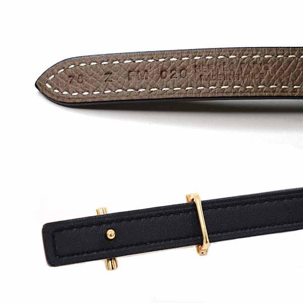 エルメス HERMES リバーシブルベルト 13mm Ancre サイズ:75 Z刻印(2021年製) ブラウン系 ブラック系 ゴールド金具 【中古】Sランク