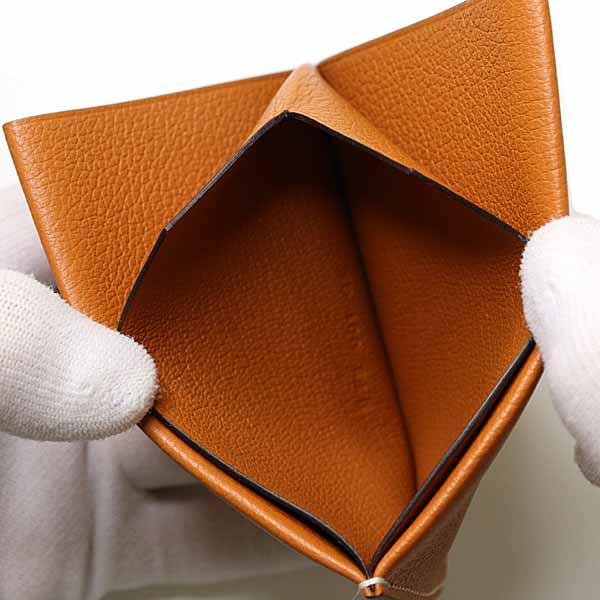 エルメス HERMES カードケース 《Hセリエ》 名刺入れ レザー B刻印(2023年製) ゴールド(ブラウン系) 【中古】Sランク