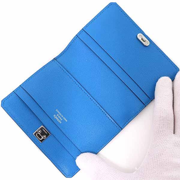 エルメス HERMES カードケース メドール 名刺入れ レザー B刻印(2023年製) ブルー シルバー金具 【中古】Sランク_3