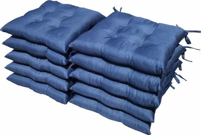 １０枚 シート クッション プレイン 約 ４５×４５ ｃｍ ネイビー 【 わた入り 】 【 椅子用 】 【 ボリューム 】 【 ヌードクッション 】 【 ひも付き 】 【 無地 】