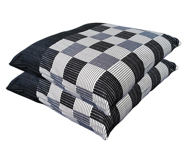 座布団カバー ２枚組 しじら格子 約５９×６３ｃｍ ブラック 【 日本製 】 【 八端判 】【 クロネコゆうパケット便対応限定 】 59x63 59 63 2枚セット