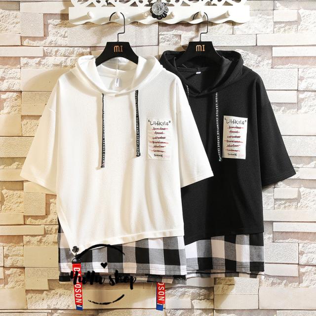 半袖パーカー メンズ 切り替え 五分袖パーカー チェック柄 大きいサイズ おしゃれ カジュアル 夏服 おしゃれ カットソー 夏の通販はau Pay マーケット ゆうゆう