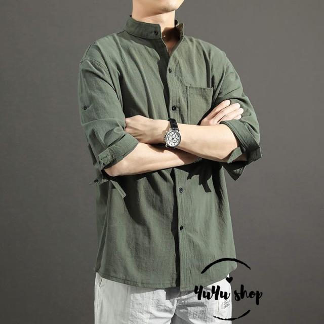 メンズ シャツ リネンシャツ メンズ 五分袖 綿麻 無地 ヘンリーネック 白シャツ カジュアルシャツ リネン 夏 バンドカラー 父の日の通販はau Pay マーケット ゆうゆう