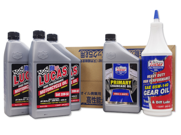 ○LUCAS ビッグツイン用 フルセット E/G鉱物油・T/M85w140 エンジン周り