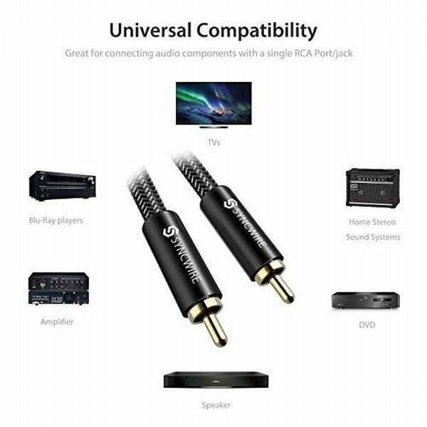 Rcaサブウーファーケーブル Syncwire Rca To Rca S Pdif 同軸デジタルオーディオ 最大36か月保証 二重シールド 金メの通販はau Pay マーケット 青い手商店