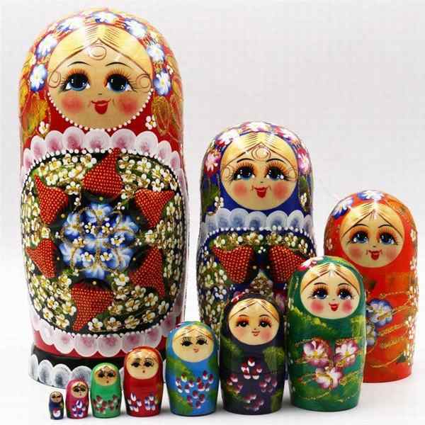 ロシア 民芸 お土産 伝統 工芸 品 手作り品 マトリョーシカ人形 10個セット クリエイティブ かわいい 綺麗 女 飾り 分離 ドール プレゼンの通販はau Pay マーケット 青い手商店