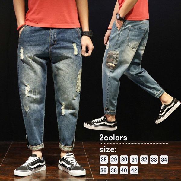 ジーンズ メンズ スキニー 9分丈 デニムパンツ カジュアル ダメージ クラッシュ デニム スキニーパンツ 大きいサイズ ブリーチ ボトムス の通販はau Pay マーケット 青い手商店