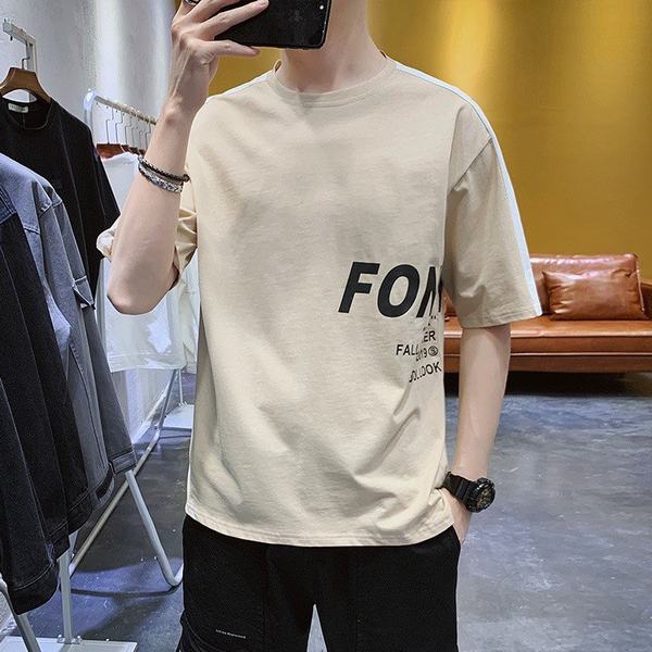 Tシャツ メンズ カットソー 半袖 トップス 丸首 英文字 ワンポイント カジュアル ゆったり 韓国 ファッション 夏向き 吸汗 涼しいの通販はau Pay マーケット 青い手商店