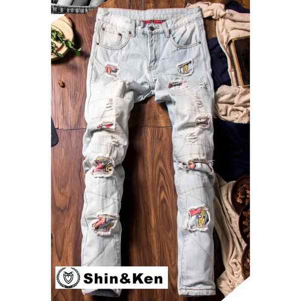 ジーンズ メンズ デニム パンツ Jeans ボトムス ダメージ加工 大きいサイズ ジーパン Mdnm027の通販はau Pay マーケット 青い手商店