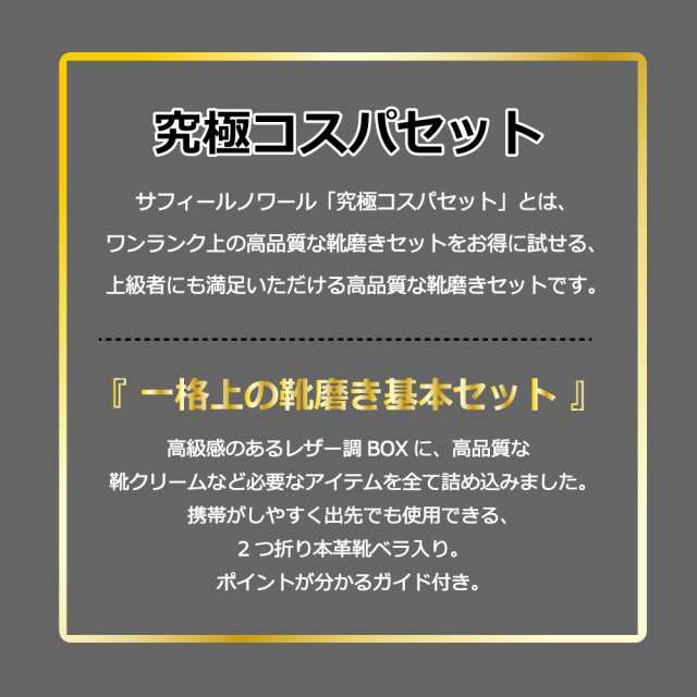 究極コスパ サフィールノワール シューケア スターターセット (DX) 送料無料 当店限定 クレム1925付属 靴磨きセット 入門用  8種8点の通販はau PAY マーケット - SAPHIR公式 靴磨きのPrime Avenue