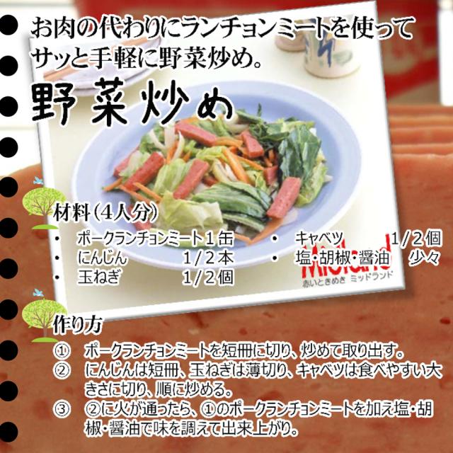 Midland　ミッドランド　ポークランチョンミート　300g×48本[送料無料]　保存食対策　TULIPデンマーク工場生産　デンマークならスパムよりランチョンミート！_3