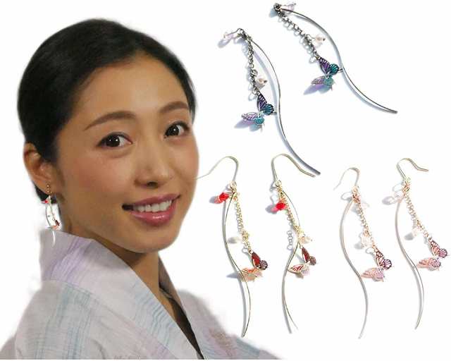 ピアス イヤリング 蝶ピアス金属アレルギー 対応 左右非対称
