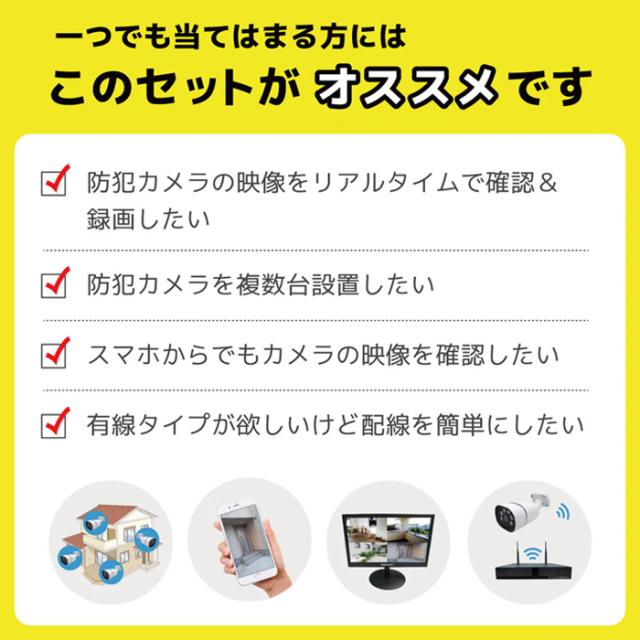 SEC-N-4K-16L | HDD録画機＆800万画素赤外線搭載ワンケーブルバレット型カメラ4台＋15.6インチモニターセット【防犯カメラ】【監視カメラ】【セキュリティーカメラ】【IPカメラ】【屋外設置対応】_3