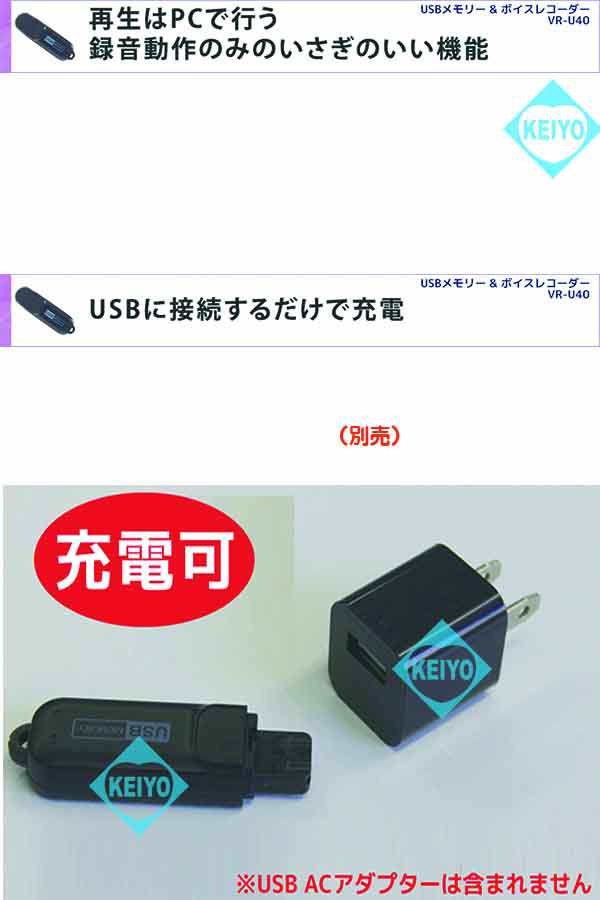 VR-U40(8GB)【8GBメモリ内蔵音声検知機能搭載ボイスレコーダー】 【IC