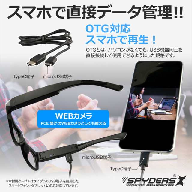 絶対的な信頼 E-209 OTGカメラ＆リーダー機能搭載メガネ型カメラ 4K録画対応 | 地図・旅行ガイド