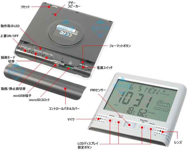 HS-400FHD デジタル時計偽装型ビデオカメラ【人感センサー搭載】【フルHDビデオカメラ】【正規品】【サンメカトロニクス】｜au PAY マーケット