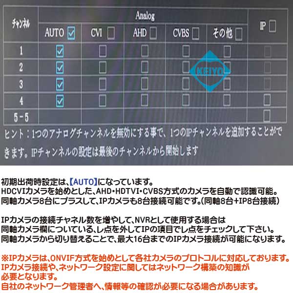 AXR-XVR5108HE-4KL-I3(4TB)【800万画素録画マルチフォーマット対応カメラ8台用4TB搭載レコーダ】 【防犯カメラ】【録画機】【送料無料】_6