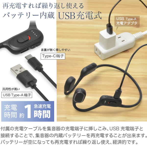 （USB充電アダプタ付）骨伝導 ステレオ 集音器 福耳 Airy Pro 極（エアリープロ きわみ）左右からの音が自然に聴こえる Bluetooth5.3_10