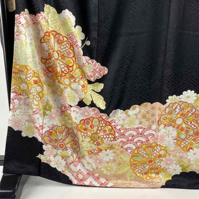 振袖 美品 逸品 菊 草花 金糸 金彩 黒 袷 身丈165cm 裄丈69cm L 正絹 中古の通販はau PAY マーケット -  リユースセレクトショップバイセル au PAY マーケット店