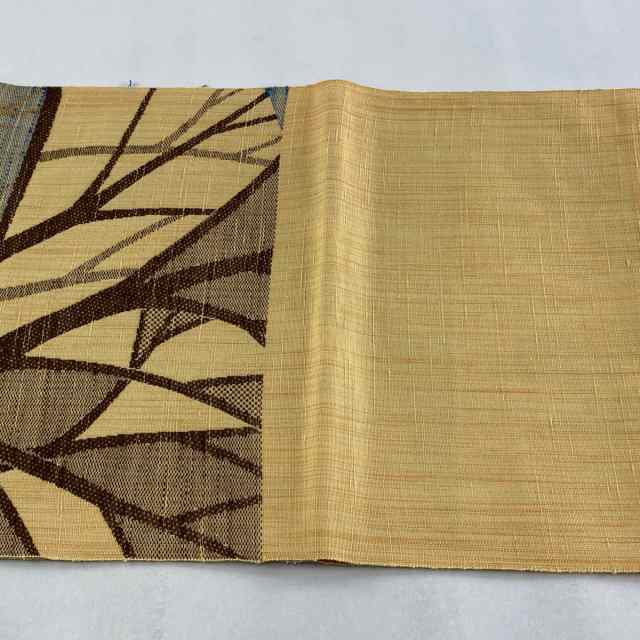 クーポンあり】名古屋帯 優品 八寸名古屋帯 枝 幾何学模様 ベージュ ...