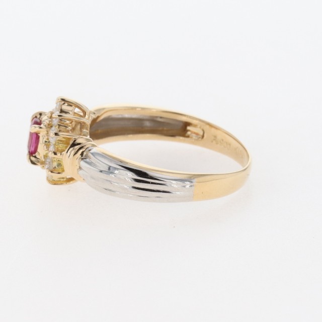 ルビー デザインリング K18 イエローゴールド プラチナ 指輪 