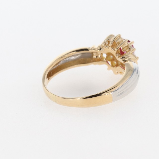 ルビー デザインリング K18 イエローゴールド プラチナ 指輪 