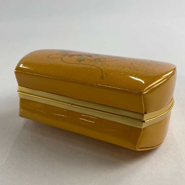 和装バッグ 優品 フォーマル 草花 扇 金彩 ラメ 薄オレンジ エナメル 