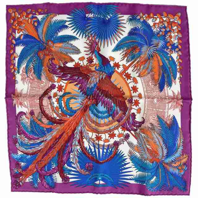 エルメス HERMES プチカレ Mythiques phoenix 不死鳥の神話 スカーフ シルク パープル マルチカラー レディース  今月限定特別大特価