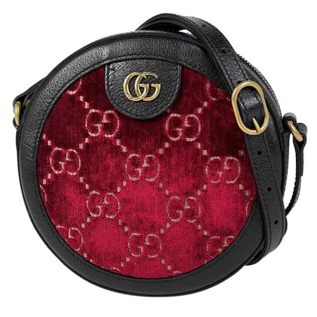 グッチ GUCCI GG柄 ラウンド ショルダーバッグ 肩掛け 斜め掛け ベルベット レッド ブラック 574978 レディース 上半期1位SALE！