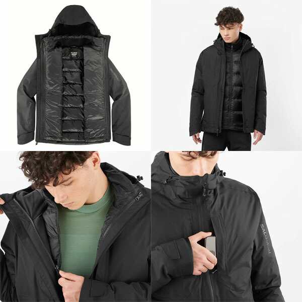 サロモン SALOMON メンズ ダウンジャケット PATROLLER 3IN1 DOWN JKT M DEEP BLACK/ 防寒 防水 防風  SALLC2104900｜au PAY マーケット