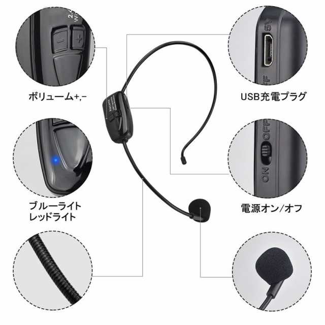 57%OFF!】 ボイトーク ワイヤレス マイク ヘッドセット ポータブル 拡声器 スピーカー 高音質 ハンズフリー 無線 軽量 3.5mm 会議  演説 講義 VOITALK