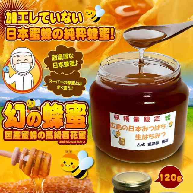 国産 天然 日本 蜜蜂 ニホン ミツバチ はちみつ 120g 純粋 非