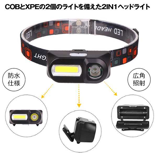 ヘッドライト 充電式 2in1 超強力 Led ヘッドランプ 釣り 登山 アウトドア キャンプ Cob Xpe 非常灯 Headcobの通販はau Pay マーケット Kurano Online