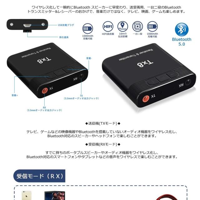Bluetooth トランスミッター 送信機 受信機 レシーバー イヤホン テレビ ブルートゥース5 0 高音質 低遅延 Djblueの通販はau Pay マーケット Kurano Online