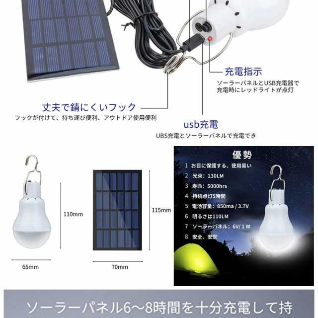 2個セット 災害エールライト ソーラー電球 太陽光 発電 LED電球 ランプ