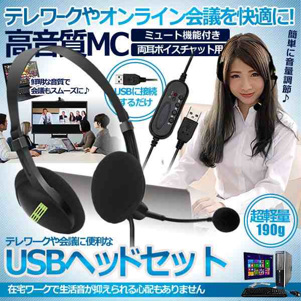 Usb ヘッドセット テレワーク ミュート機能付き 両耳ボイスチャット用 ヘッドフォン Pc Windows Mac対応 Ushedsetの通販はau Pay マーケット Kurano Online