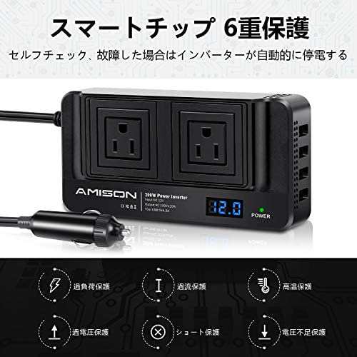 Amison インバーター 0w シガーソケットコンセント カーコンバーター Dc12v Ac 100vに変換 車載充電器 Acコンセント2口の通販はau Pay マーケット 50shop Au Pay マーケット店