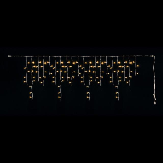 クリスマス 電飾 100球LEDアイシクルライト 電球色／クリアコード（常点灯-コントローラー接続可） 装飾 デコレーション[A-B]の通販は 12,514円