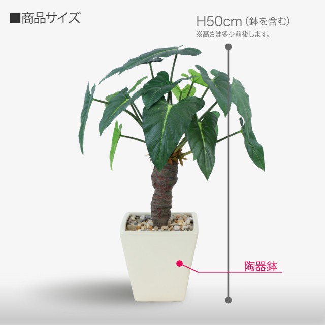 フェイクグリーン 観葉植物 造花 ミニ 人工観葉植物 光触媒 クワズイモ ジャングルポット 50cm 鉢植 インテリア おしゃれ フェイク  グリの通販はau PAY マーケット - 神戸花物語 | au PAY マーケット－通販サイト